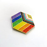 LGBTQube Progress enamel pin, gold plating
