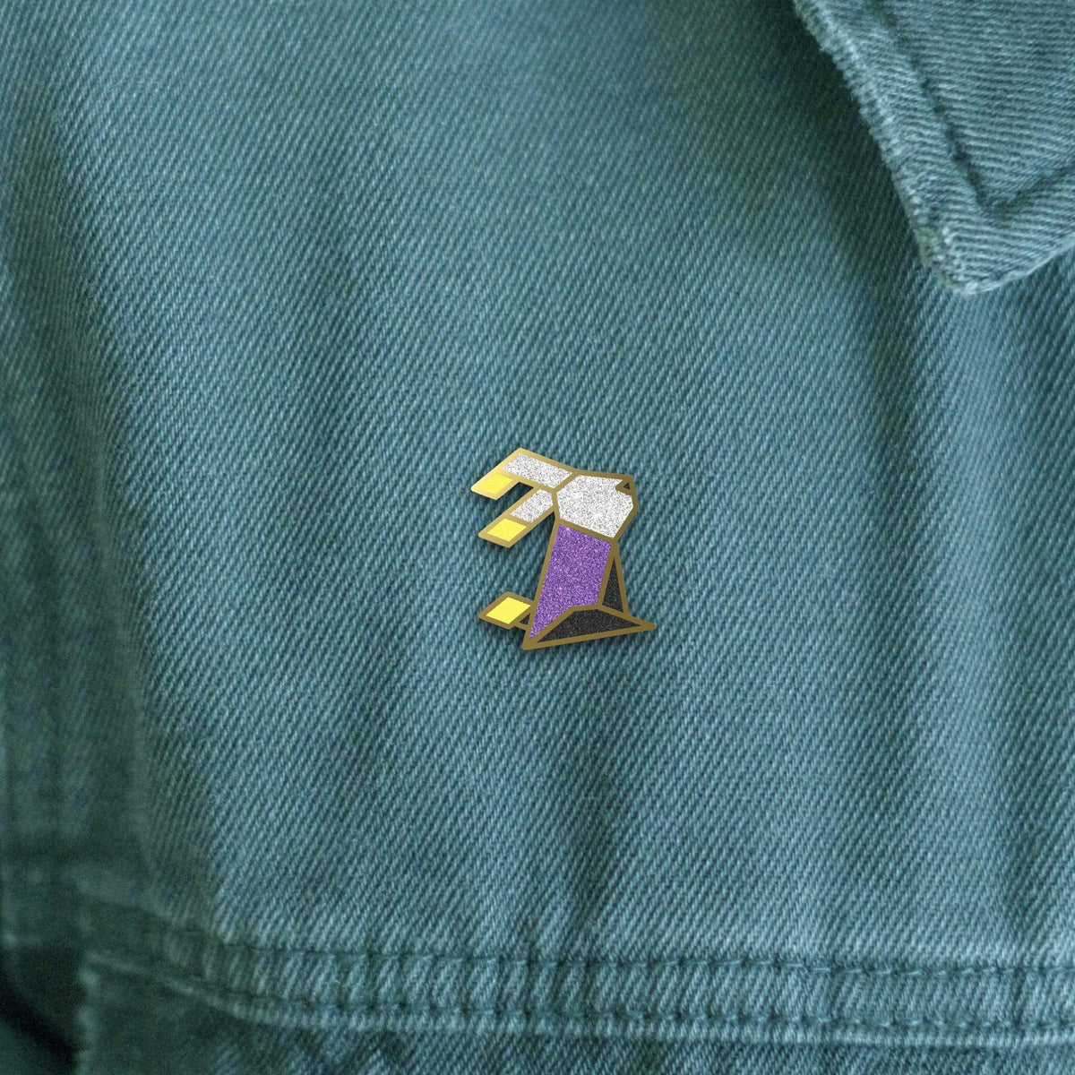 Non-Bunnary Pride enamel pin, gold plating