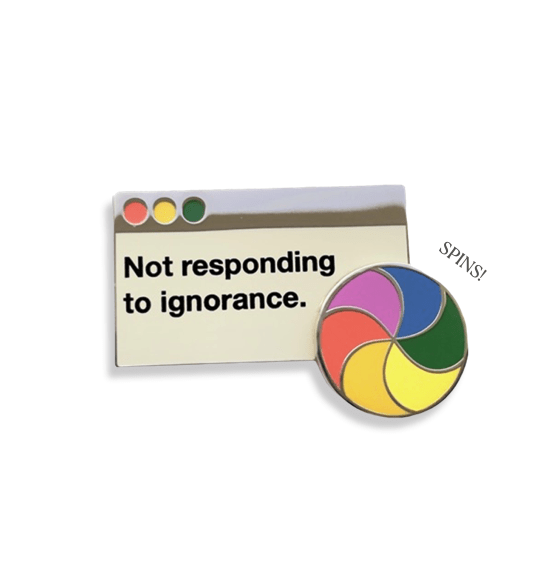 Not Responding Spinner enamel pin by Pinbuds