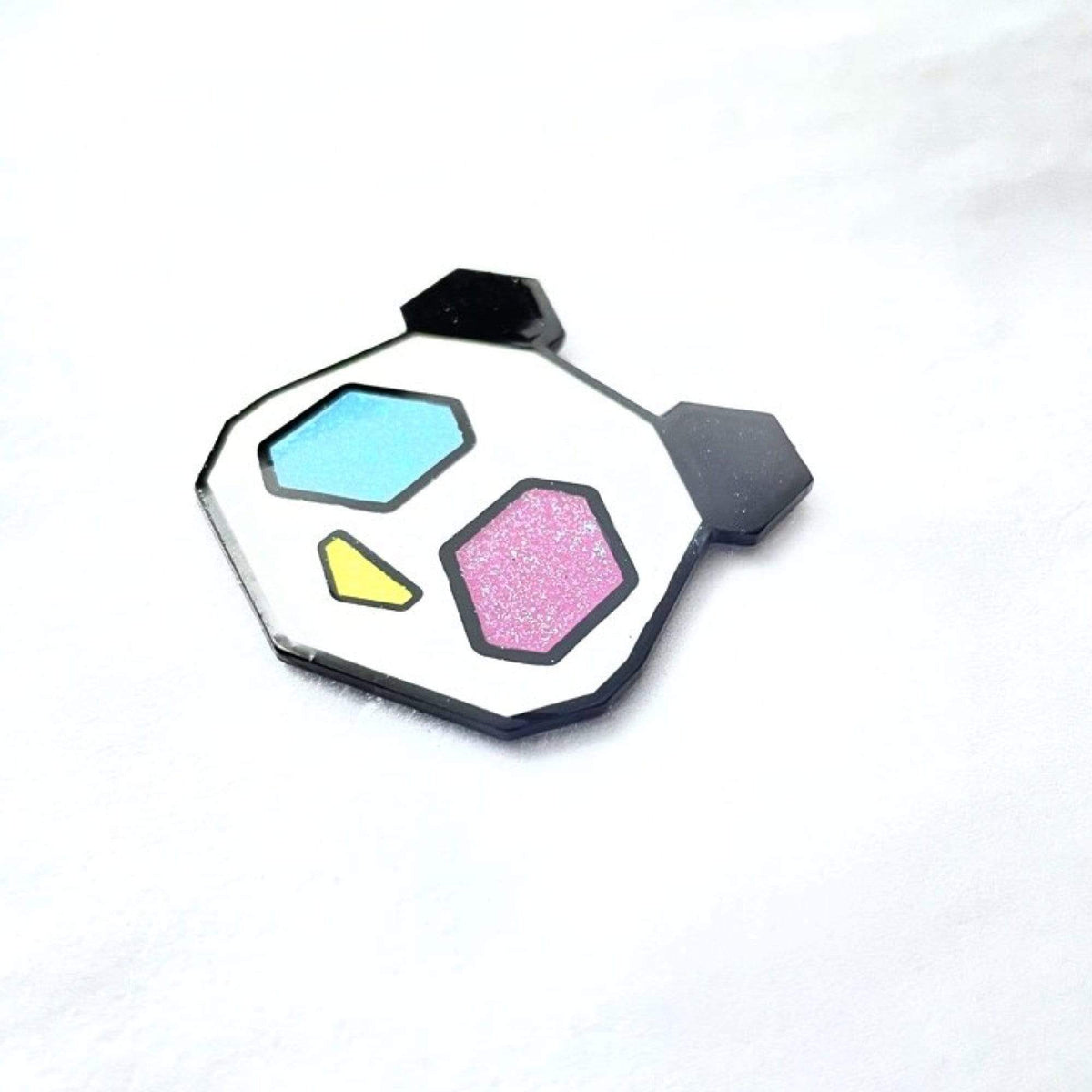 Pandasexual Pride enamel pin, glitter