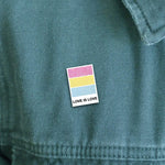 Pansexual Pride enamel pin, white plating