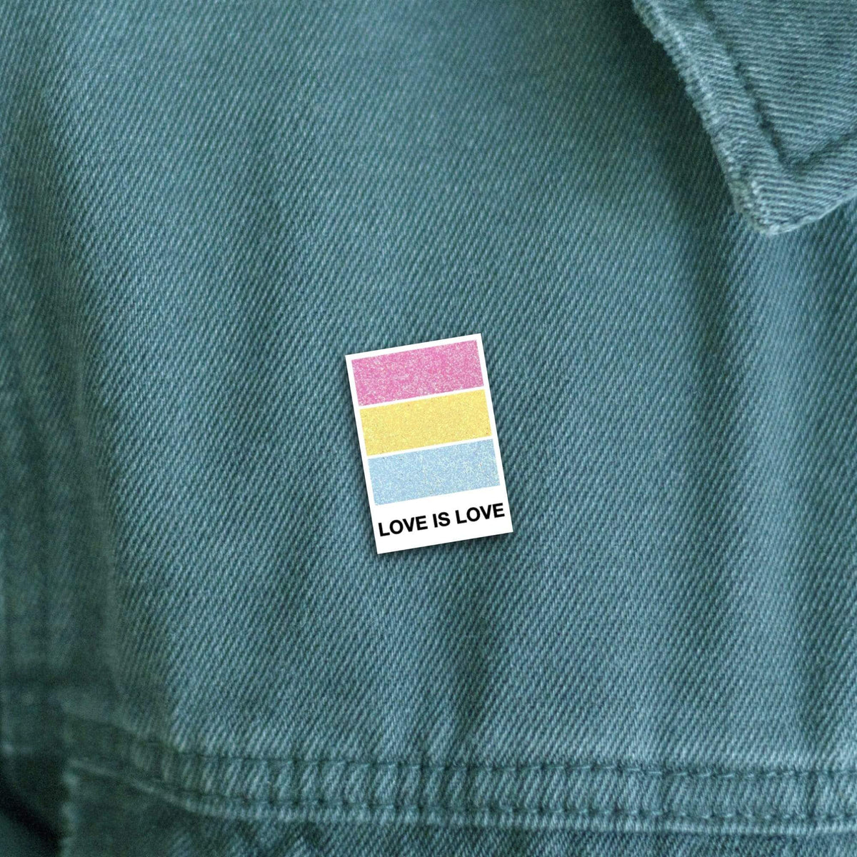 Pansexual Pride enamel pin, white plating