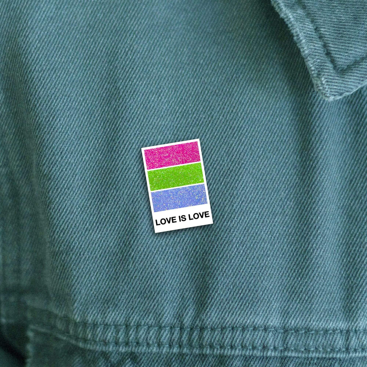 Polysexual Pride enamel pin, white plating