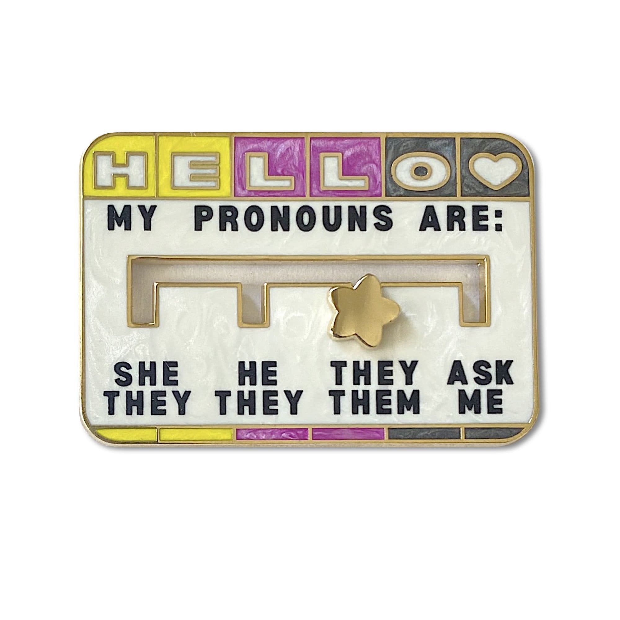 pinbuds Pronoun Slider (non binary) Pronoun Slider Pin (Non Binary version)