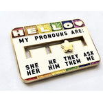 Pronoun Slider enamel pin, glitter