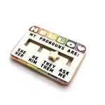 Pronoun Slider enamel pin, sliding