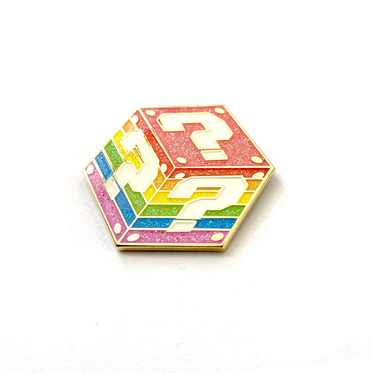 Queerstioning enamel pin, gold plating