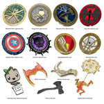 Root Bobblehead enamel pin, chain connected