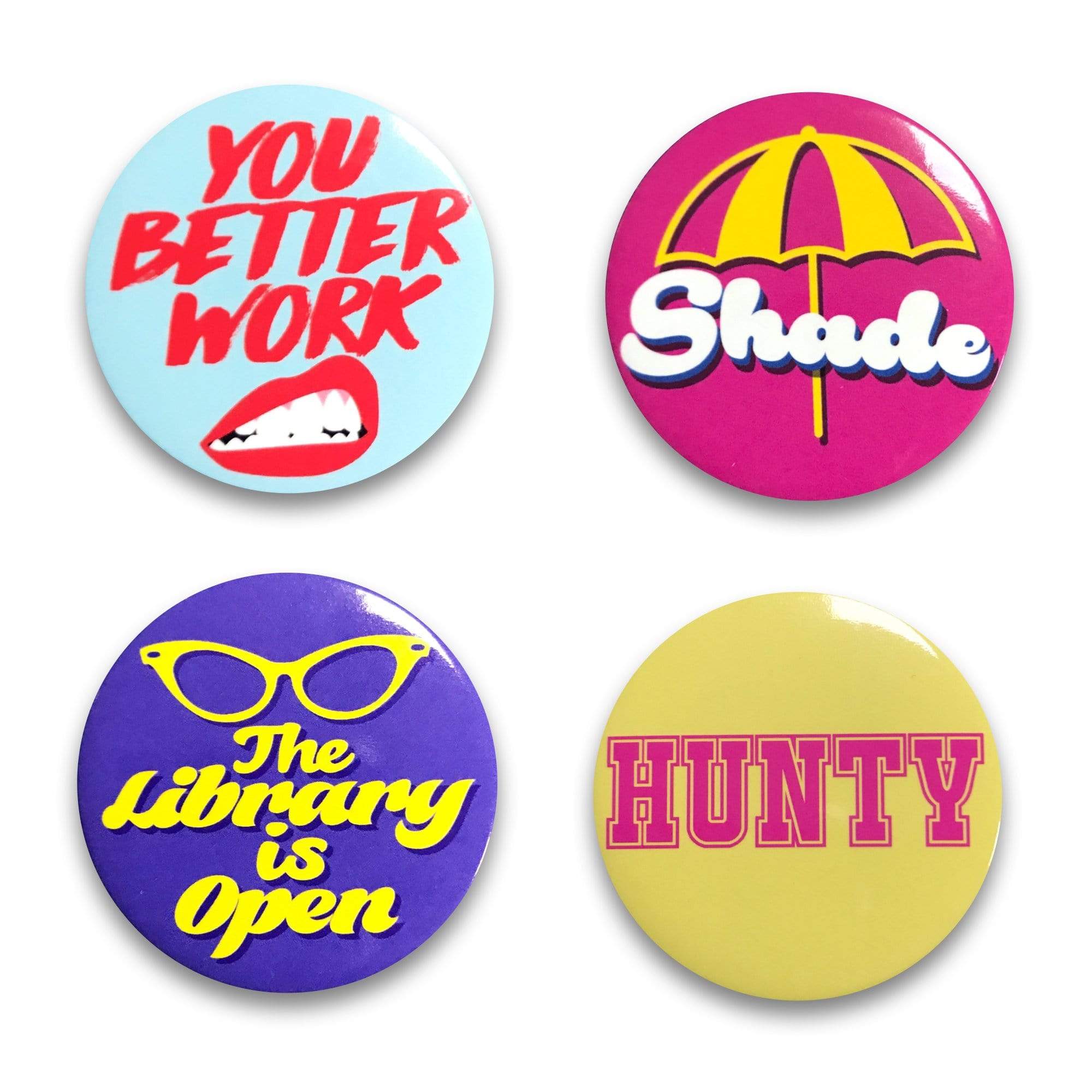 pinbuds Sassy Drag Button Badges (4 Pack)