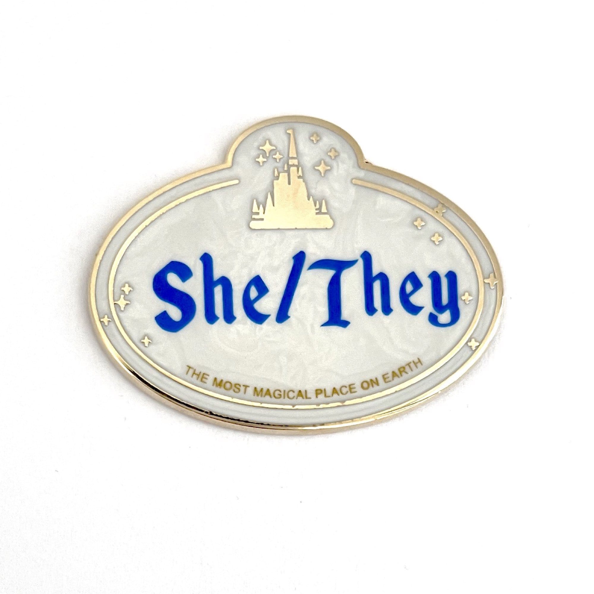 pinbuds She/They Disneyland Tag Pronoun Pin "He/Him"