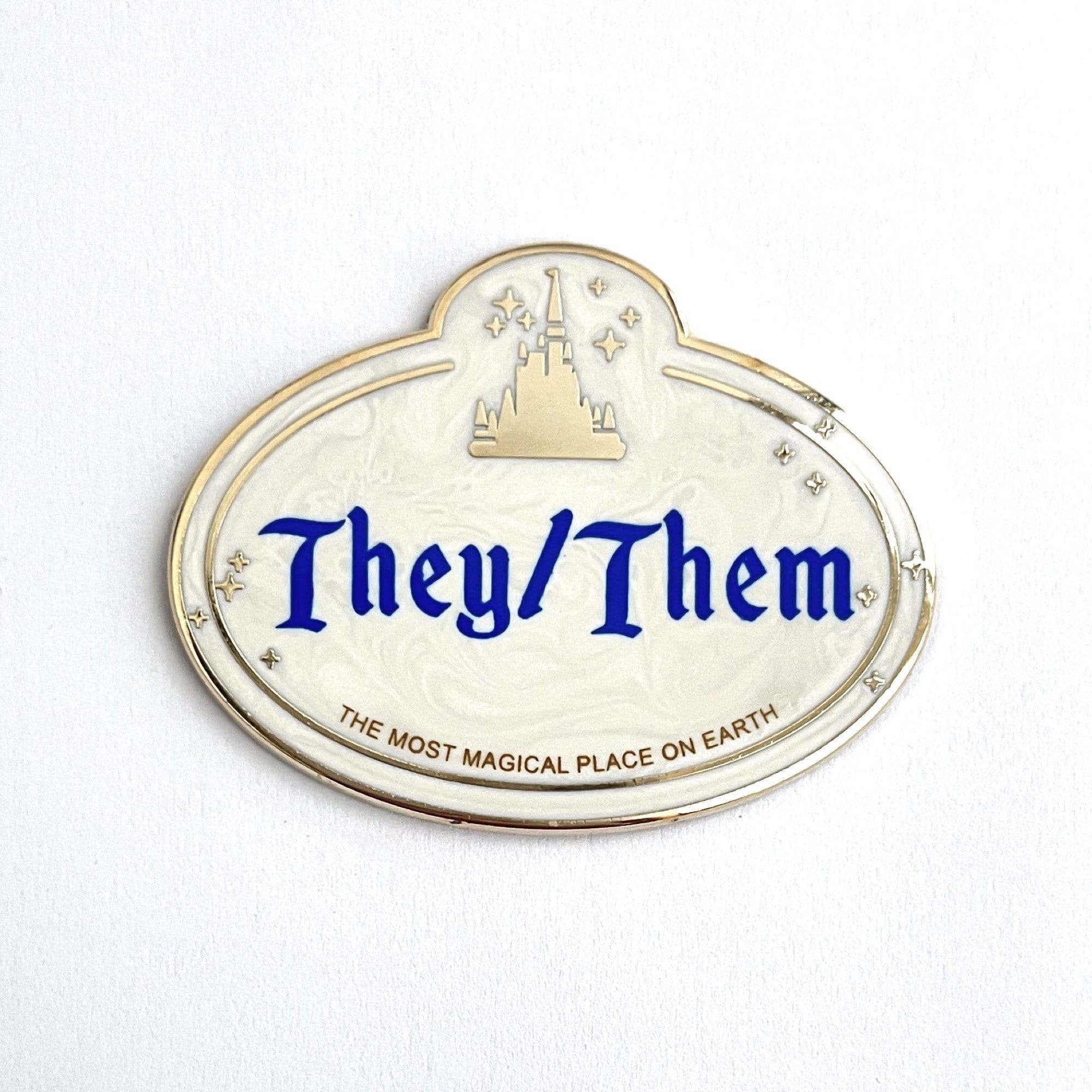 pinbuds They/Them Disneyland Tag Pronoun Pin "He/They"