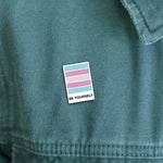 Transgender Pride enamel pin, white plating