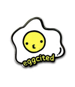 Eggcited enamel pin by Pinbuds