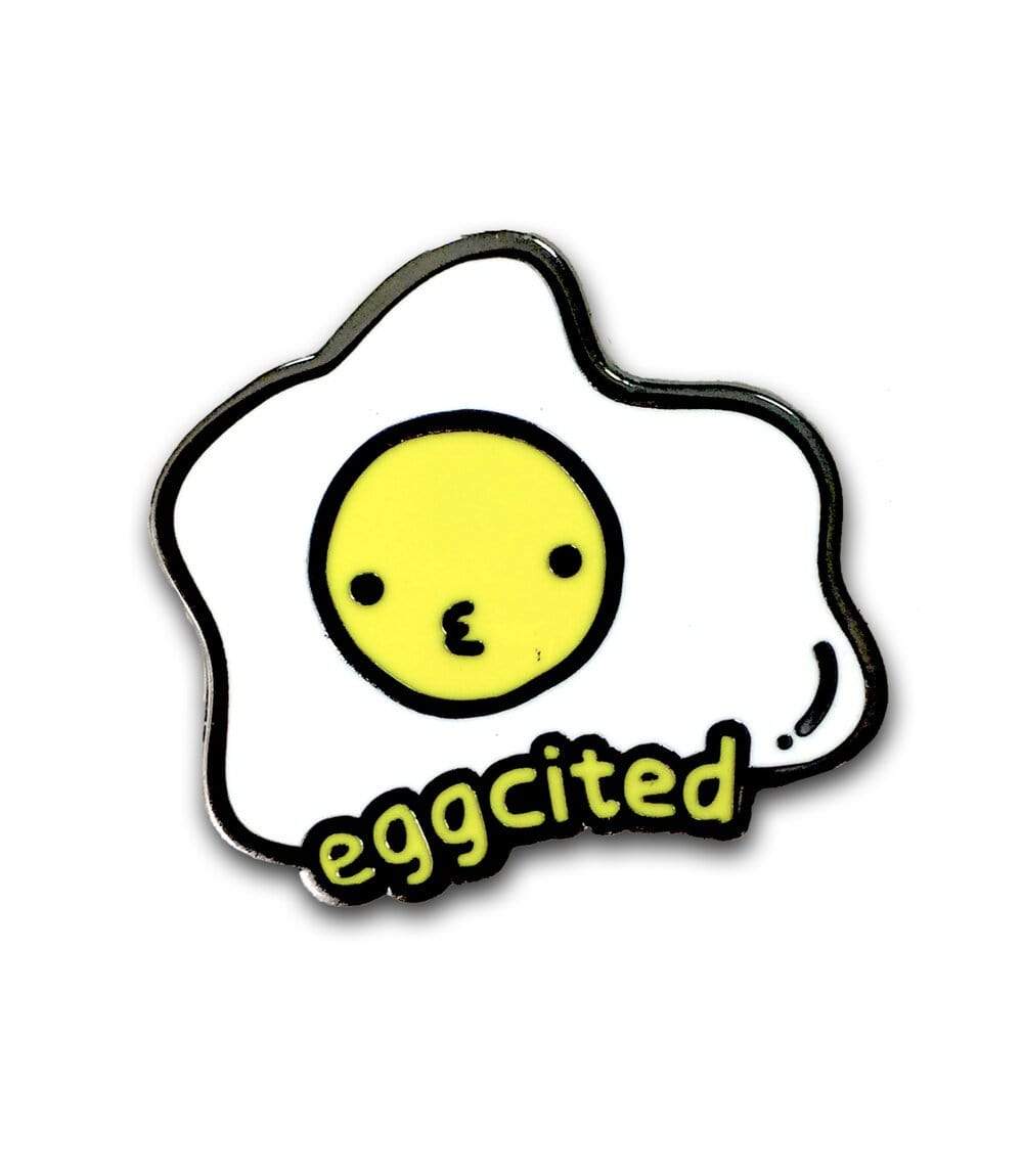 Eggcited enamel pin by Pinbuds