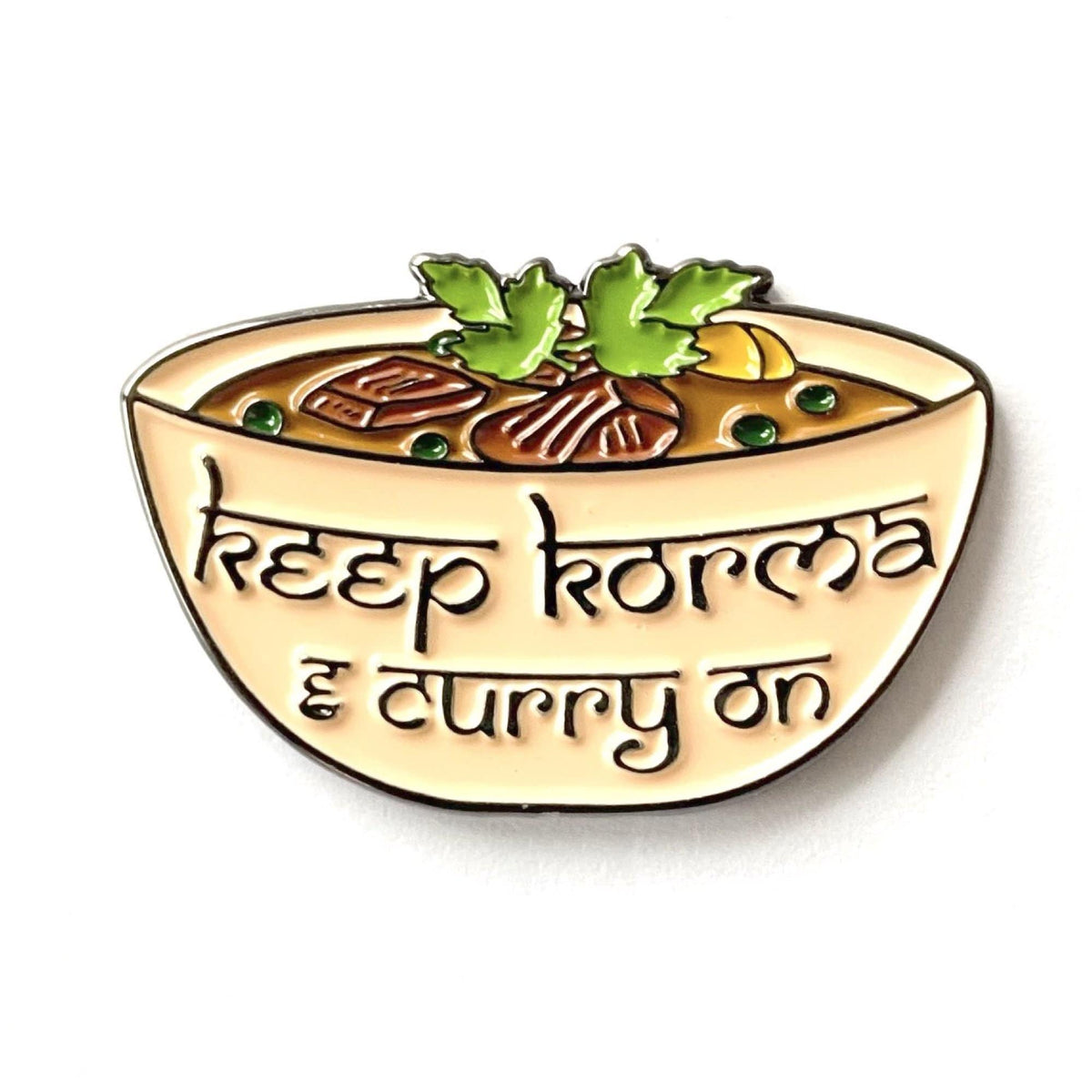 Keep Korma and Curry On enamel pin by Pinbuds